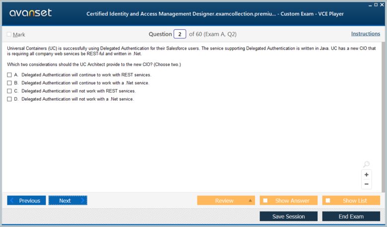 Certified Identity and Access Management Designer Premium VCE Screenshot #1